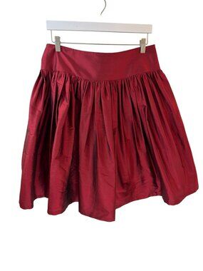 Lilybee Cranberry Taffeta Knee Length Gathered Skirt Size 12